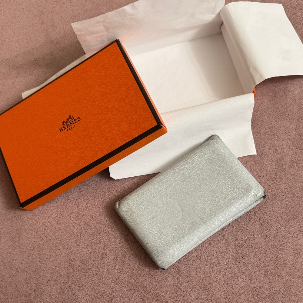 USED AUTHENTIC Hermes Light blue Calvi Wallet